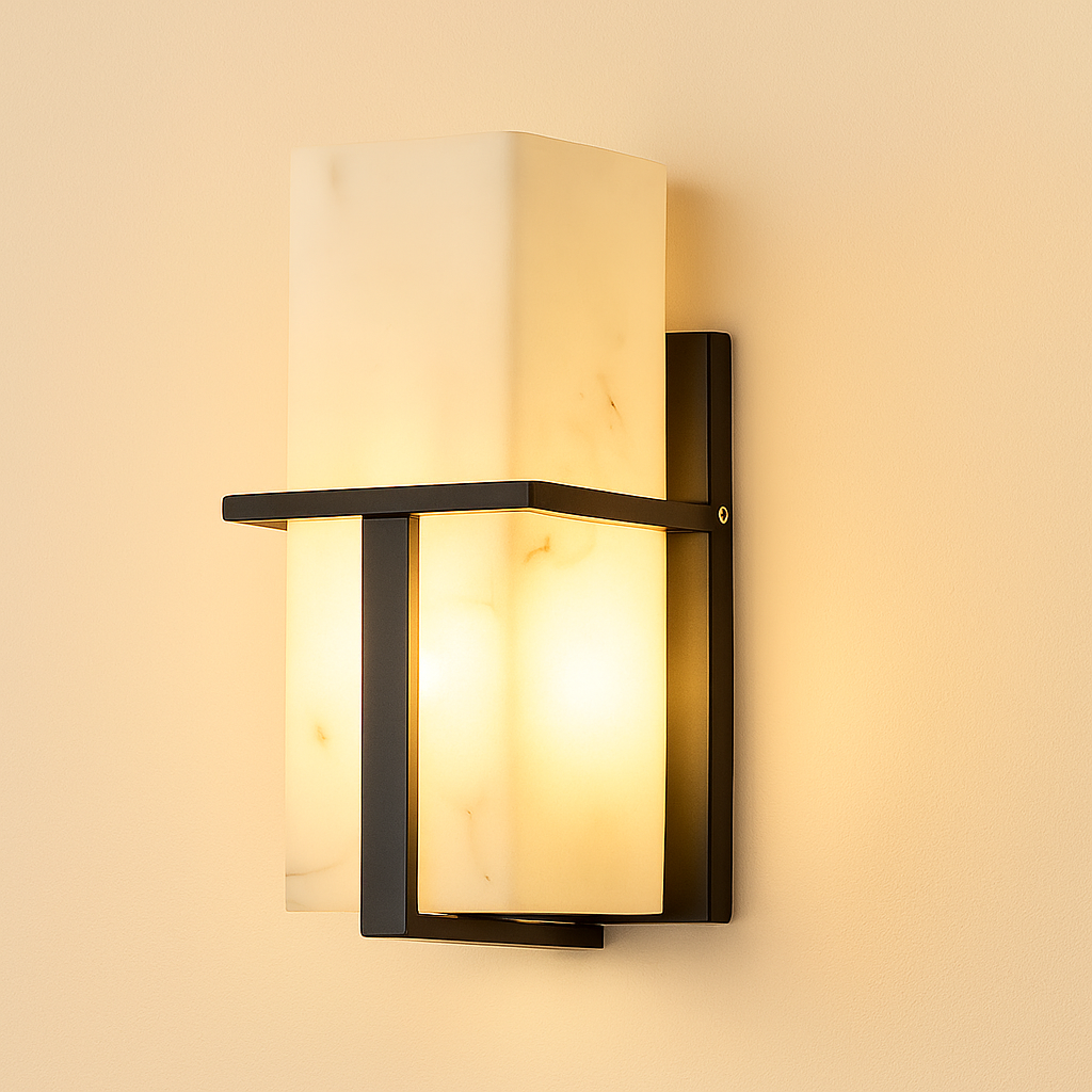 AuroraStone Marble Finish Exterior Wall Sconce Lamp