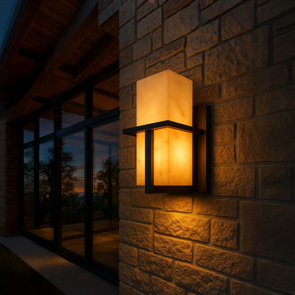 AuroraStone Marble Finish Exterior Wall Sconce Lamp