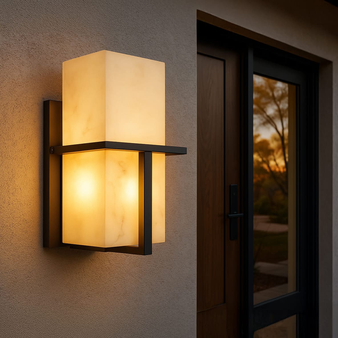 AuroraStone Marble Finish Exterior Wall Sconce Lamp