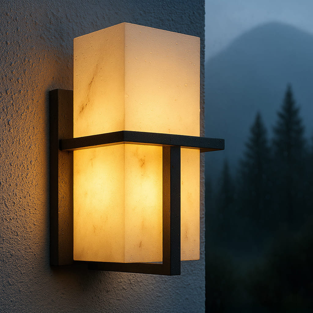 AuroraStone Marble Finish Exterior Wall Sconce Lamp