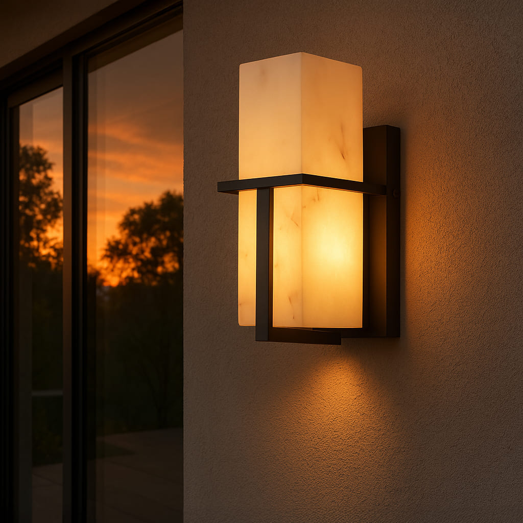 AuroraStone Marble Finish Exterior Wall Sconce Lamp