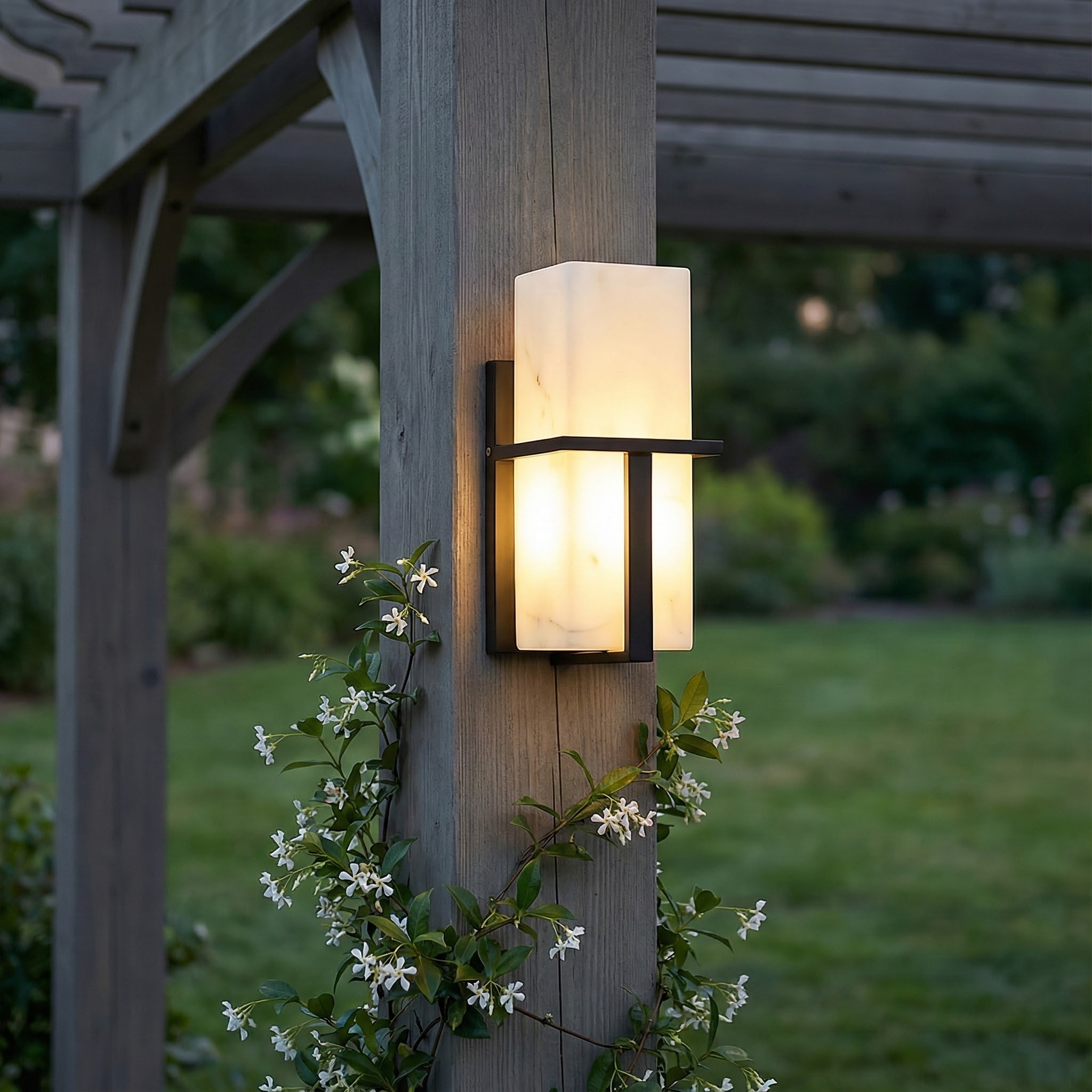AuroraStone Marble Finish Exterior Wall Sconce Lamp