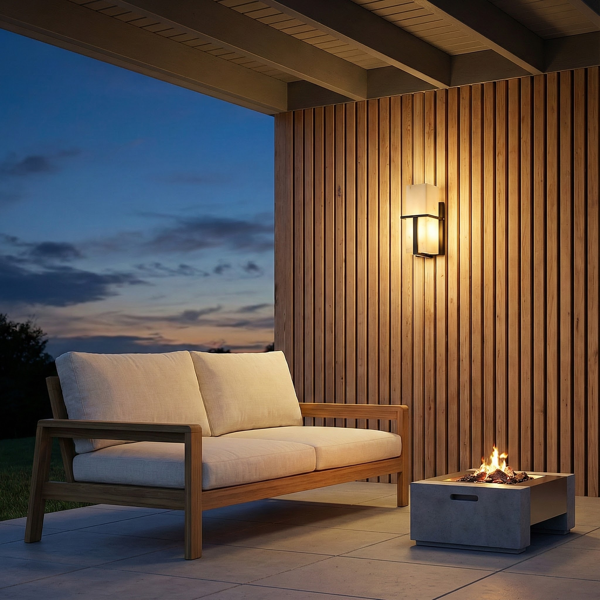 AuroraStone Marble Finish Exterior Wall Sconce Lamp