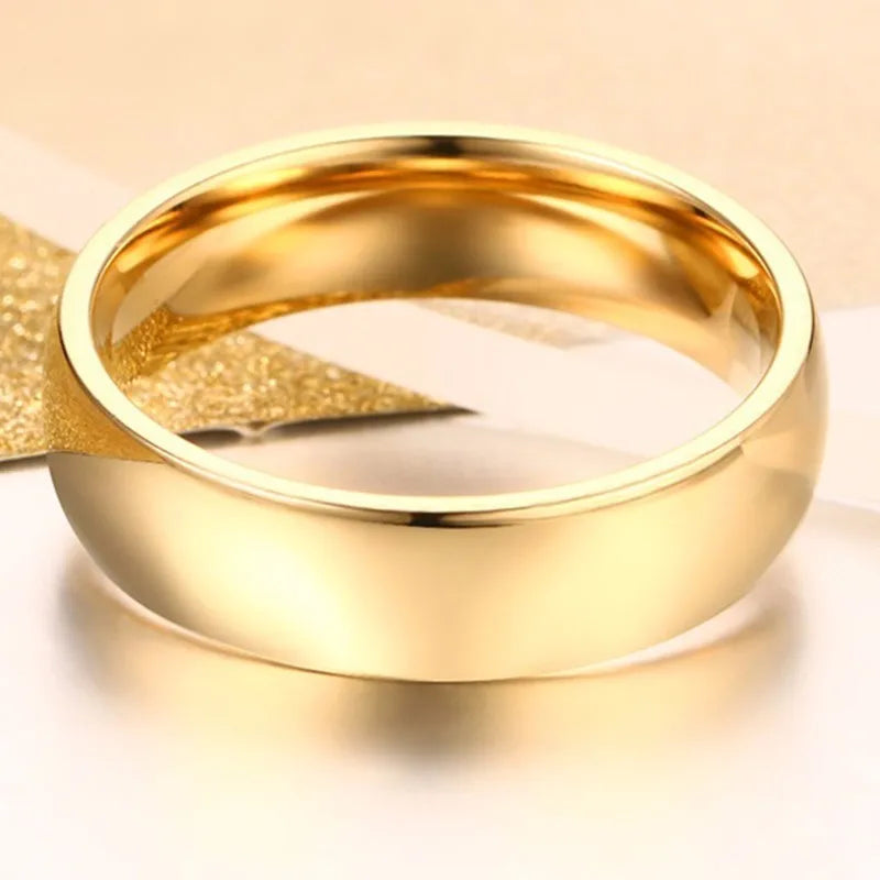 Bague de fiançailles en acier inoxydable pour femmes et hommes