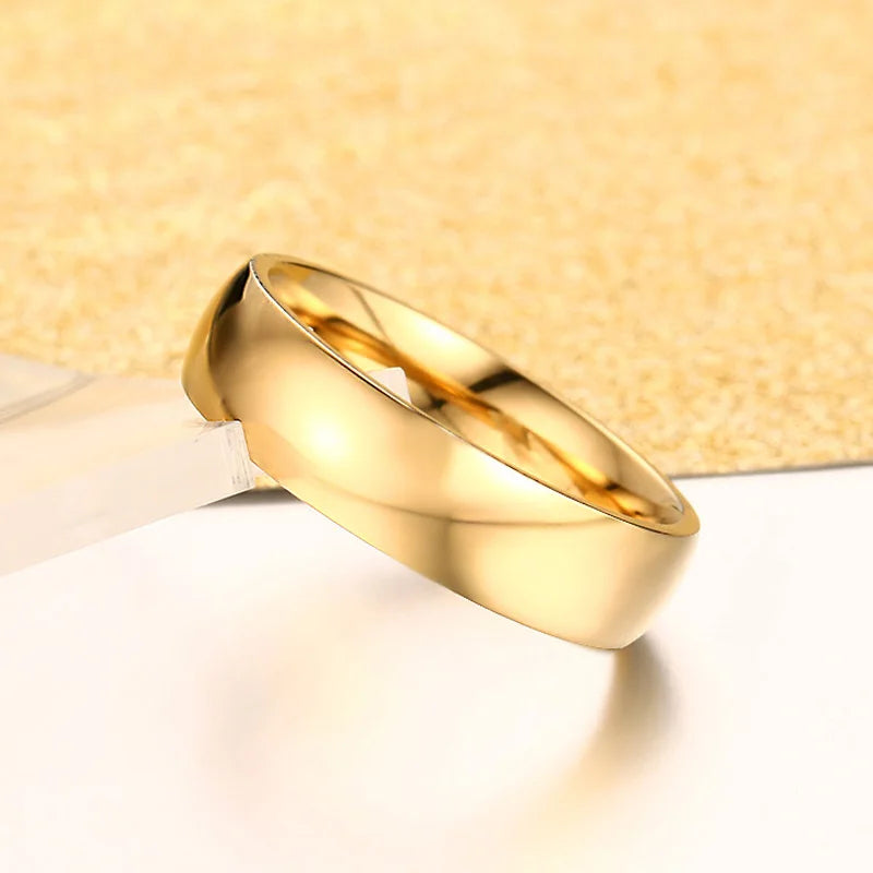 Bague de fiançailles en acier inoxydable pour femmes et hommes