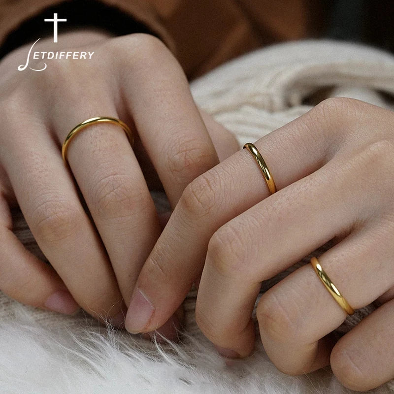 Letdiffery-Bagues de mariage en acier inoxydable pour hommes et femmes