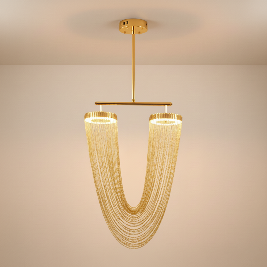 Aurelia Chandelier With Metallic Chain For Dining Room Modern Look