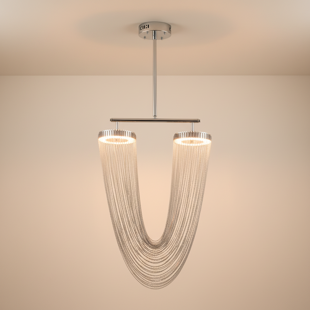 Aurelia Chandelier With Metallic Chain For Dining Room Modern Look