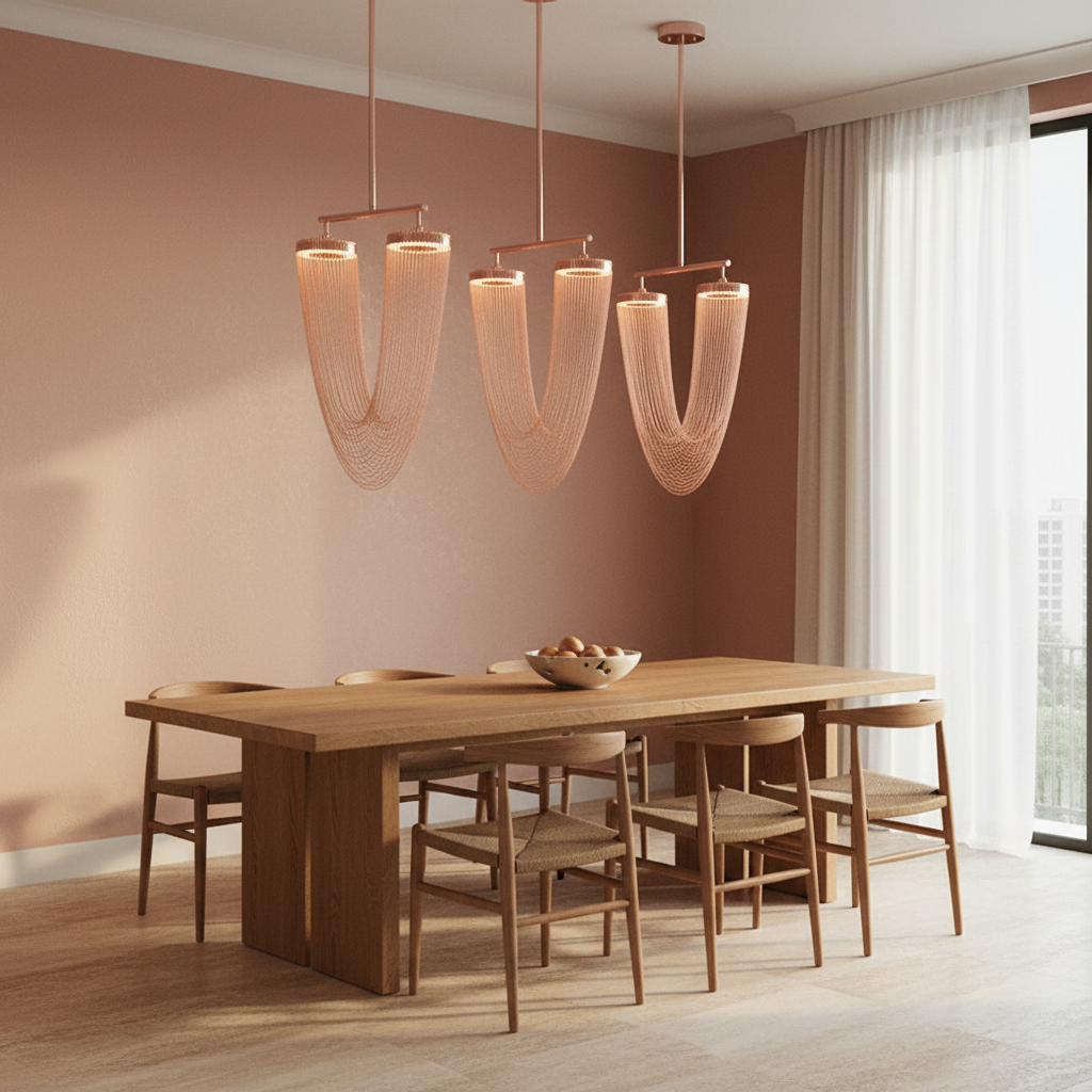 Aurelia Chandelier With Metallic Chain For Dining Room Modern Look