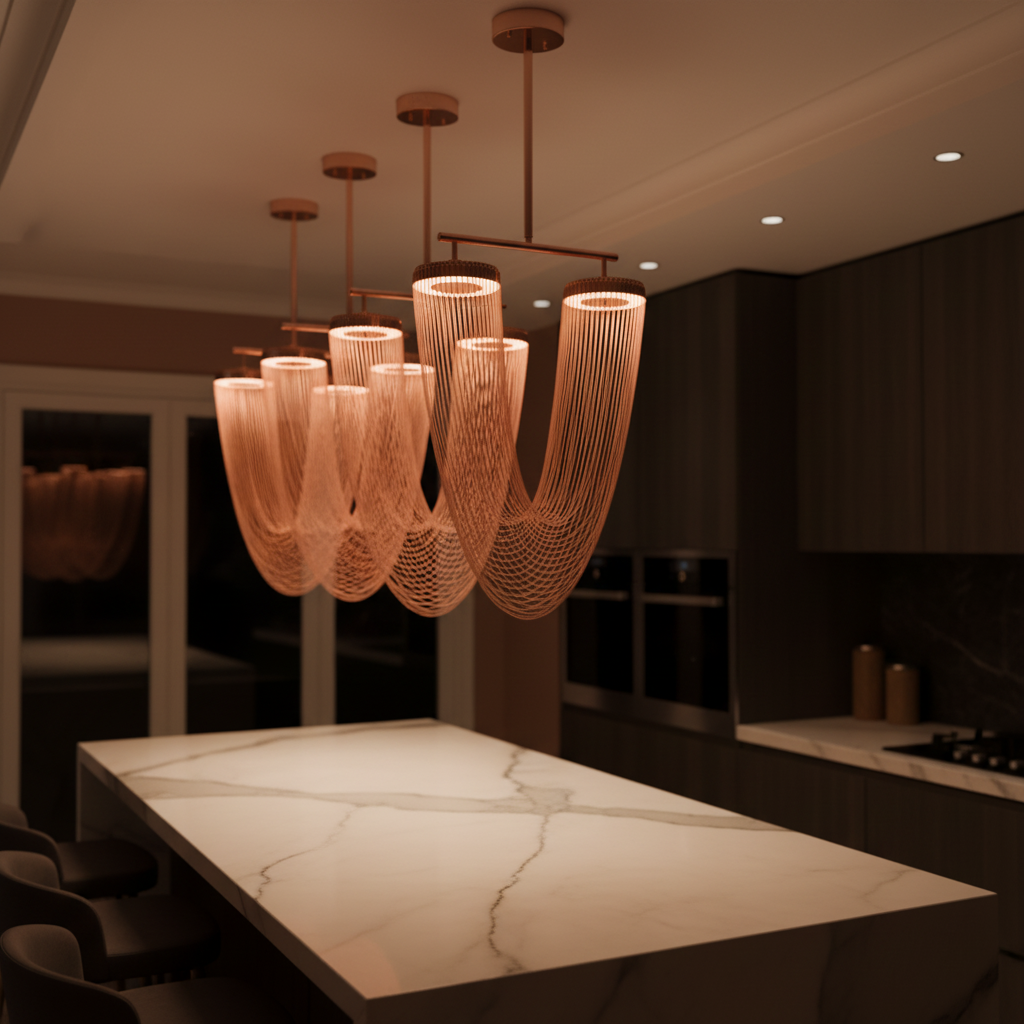 Aurelia Chandelier With Metallic Chain For Dining Room Modern Look