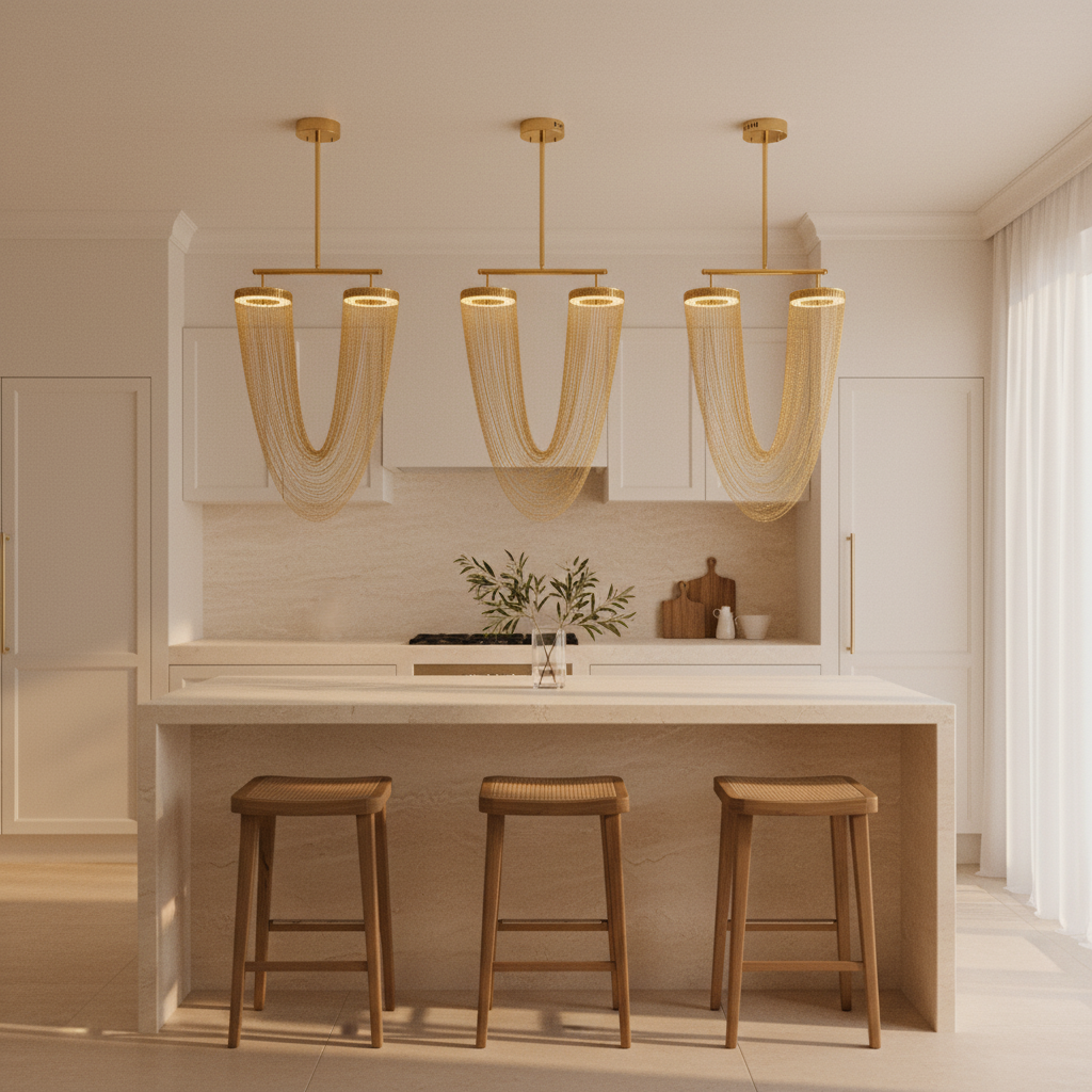 Aurelia Chandelier With Metallic Chain For Dining Room Modern Look
