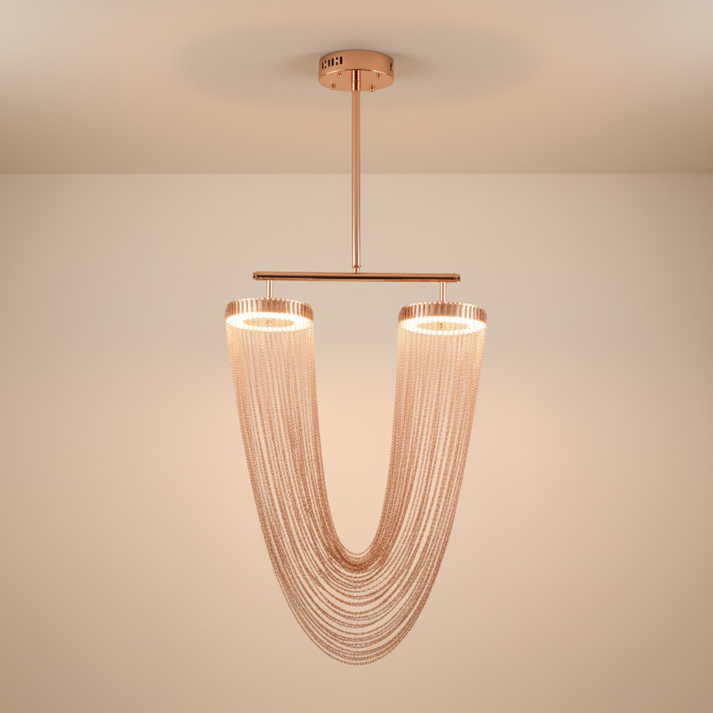 Aurelia Chandelier With Metallic Chain For Dining Room Modern Look