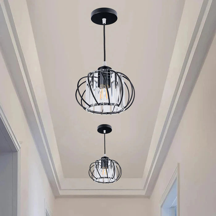Nordic Pendant Light With Spherical Glass Shade In Black