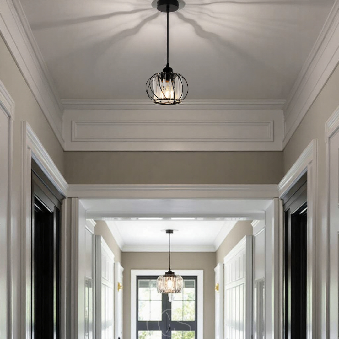 Nordic Pendant Light With Spherical Glass Shade In Black