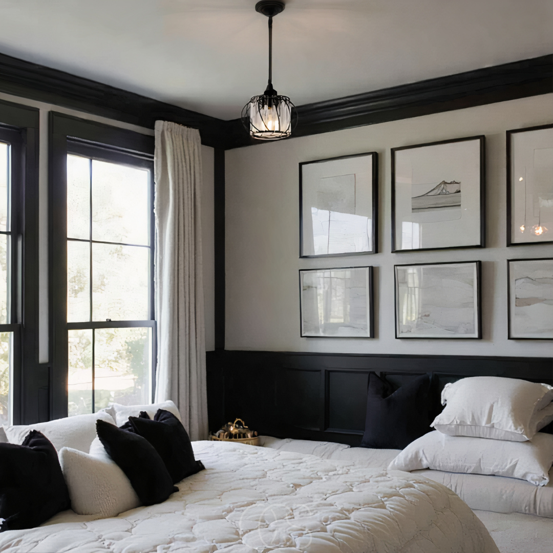 Nordic Pendant Light With Spherical Glass Shade In Black