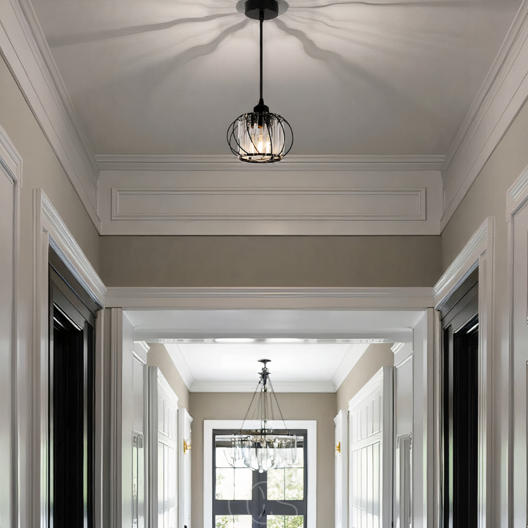 Nordic Pendant Light With Spherical Glass Shade In Black