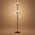 AuraLume Dimmable Floor Lamp In Iron Opal Glass Spheres