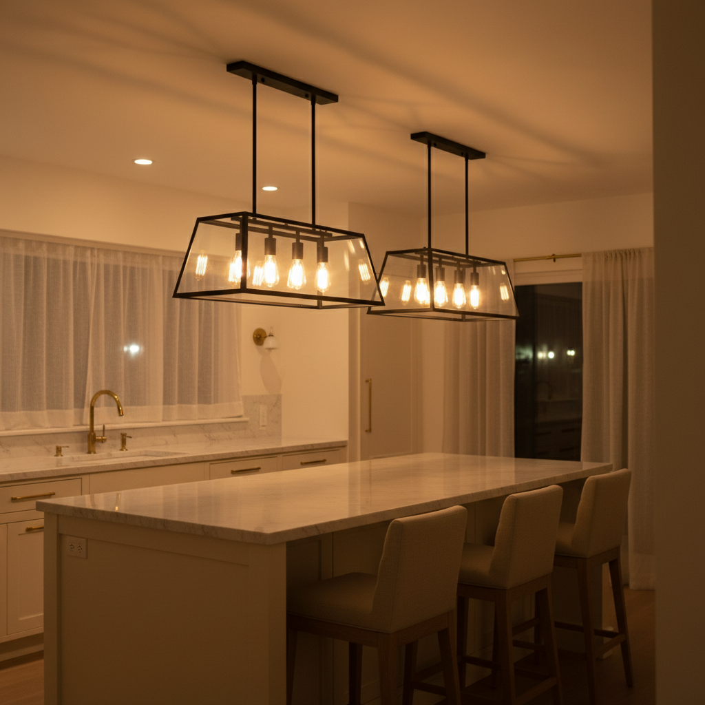 Astra Modern Black Glass Pendant For Kitchen Lighting