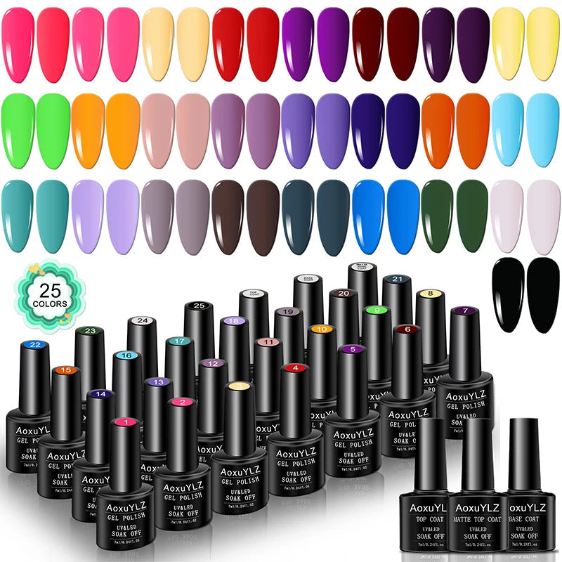 28 pièces/ensemble Gel vernis à ongles ensemble bouteille en verre tremper Belle Chevelure
