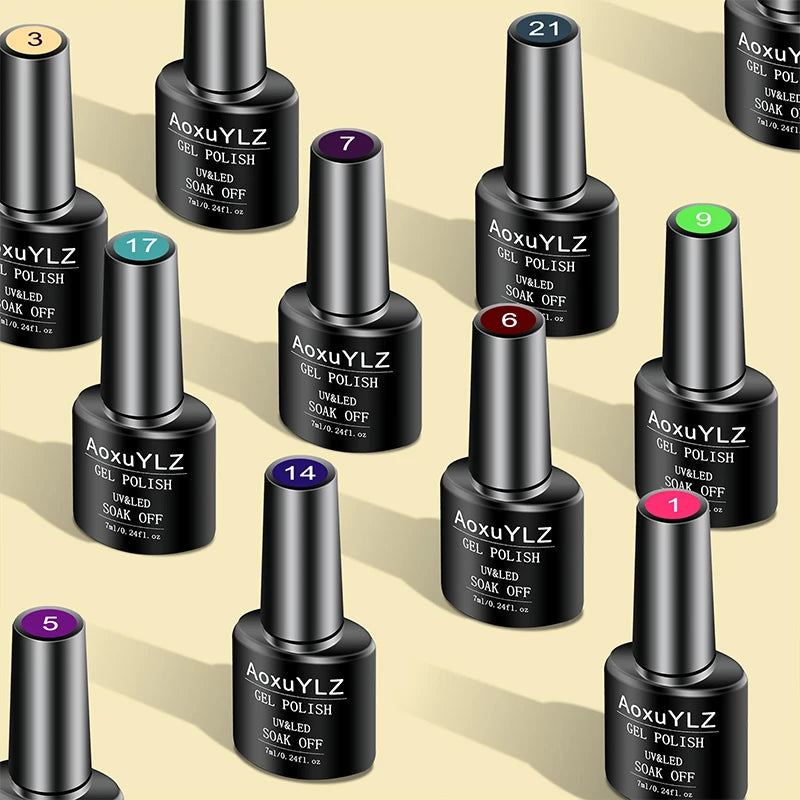 28 pièces/ensemble Gel vernis à ongles ensemble bouteille en verre tremper Belle Chevelure