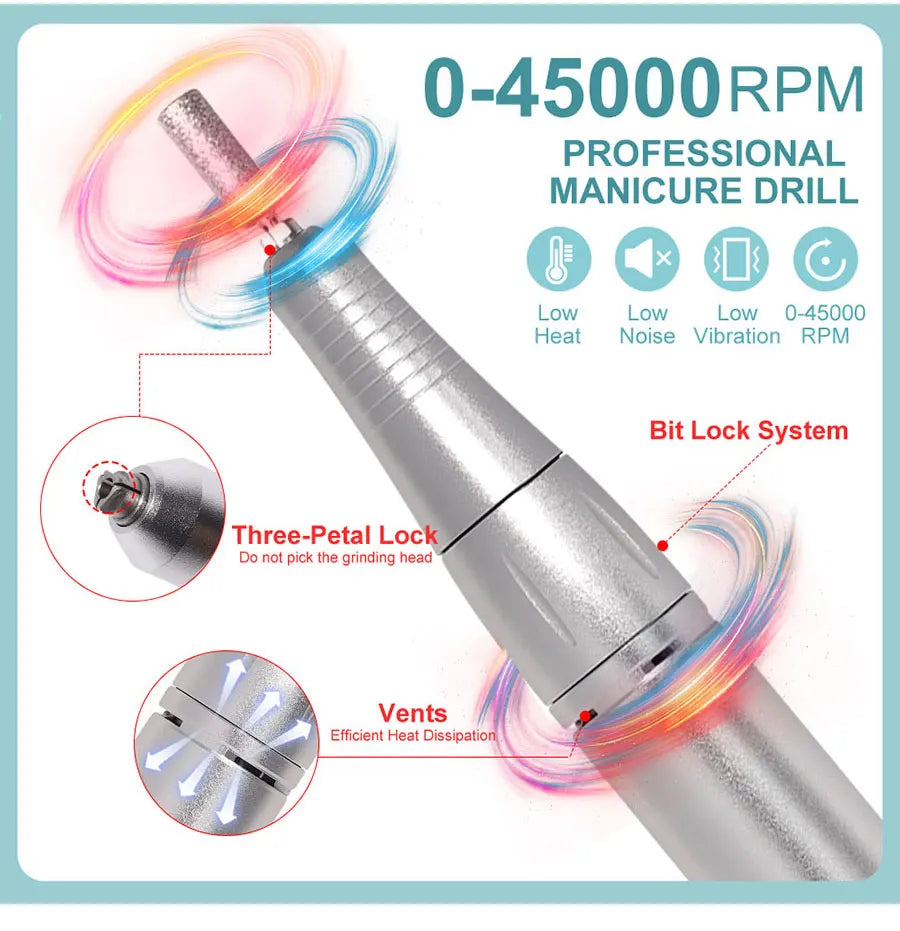 Perceuse à ongles électrique Portable professionnelle 45000 tr/min