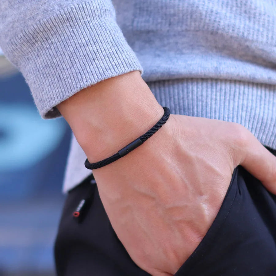 Bracordon en Nylon de qualité A de 4mm, fermoir noir