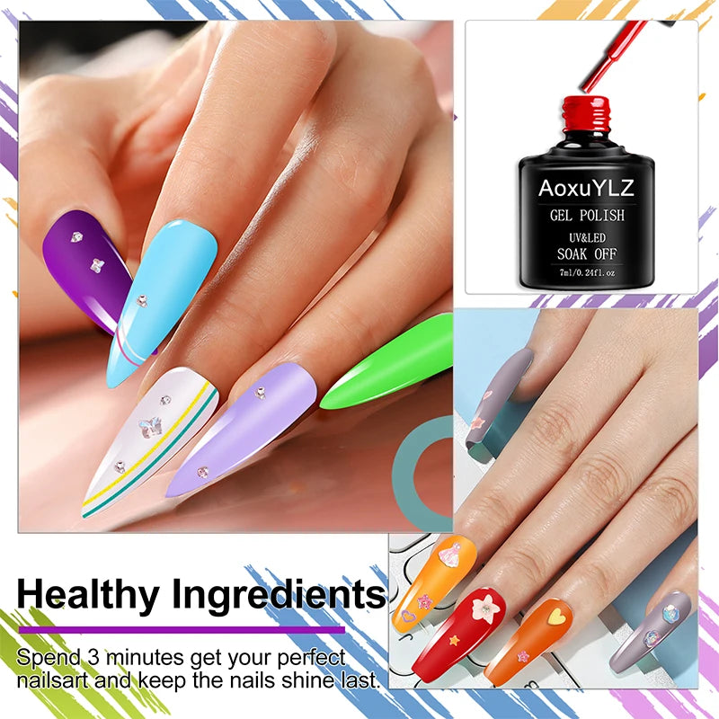 28 pièces/ensemble Gel vernis à ongles ensemble bouteille en verre tremper