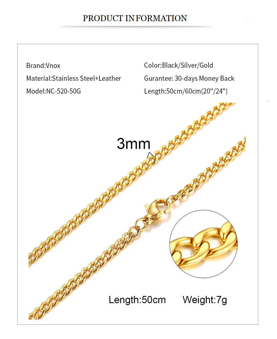 Vnox- Collier chaîne à maillons cubains pour hommes