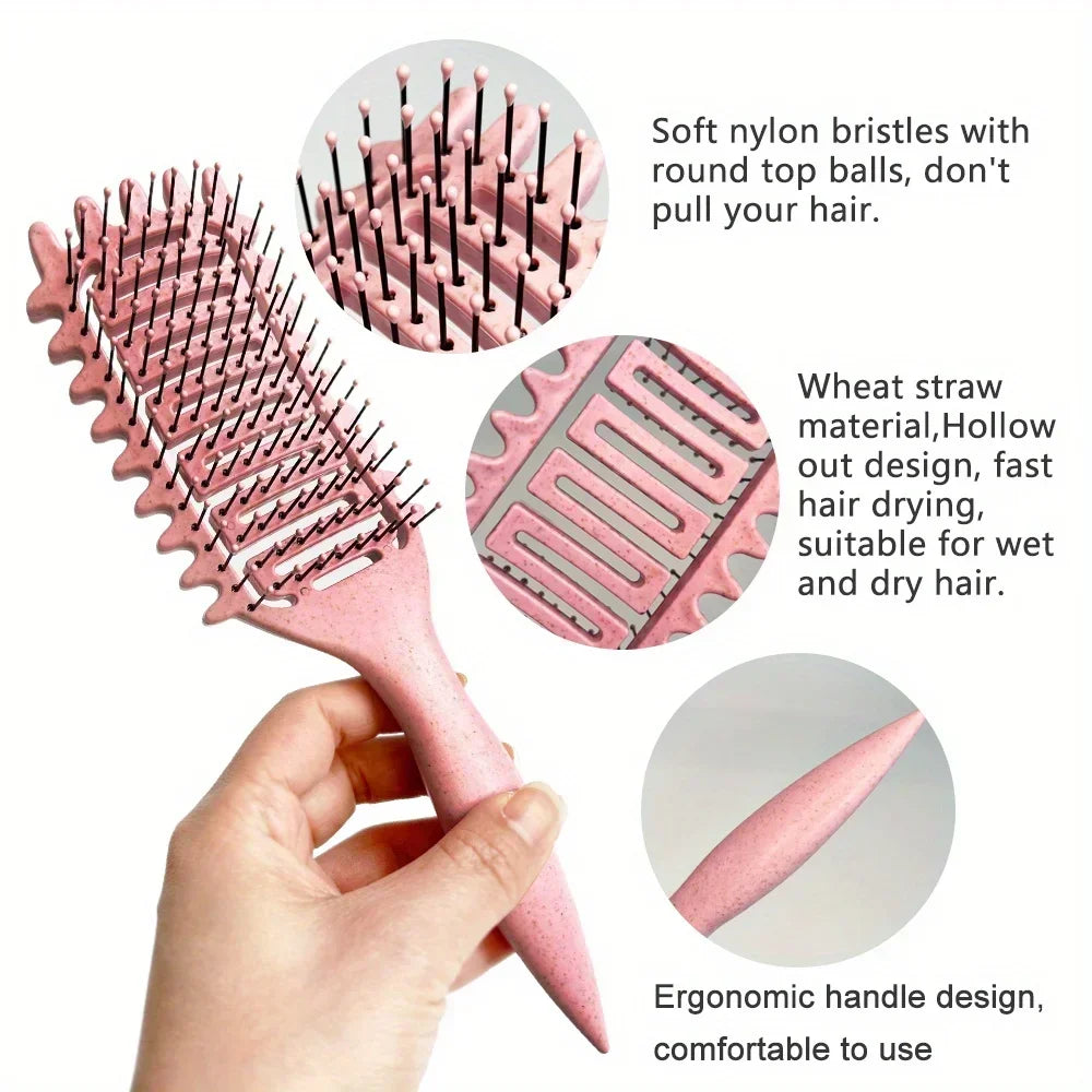Brosse à cheveux démêlante en poils de sanglier creux