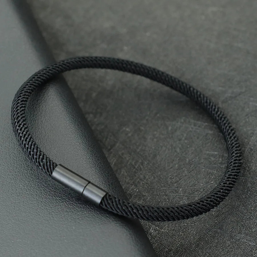 Bracordon en Nylon de qualité A de 4mm, fermoir noir