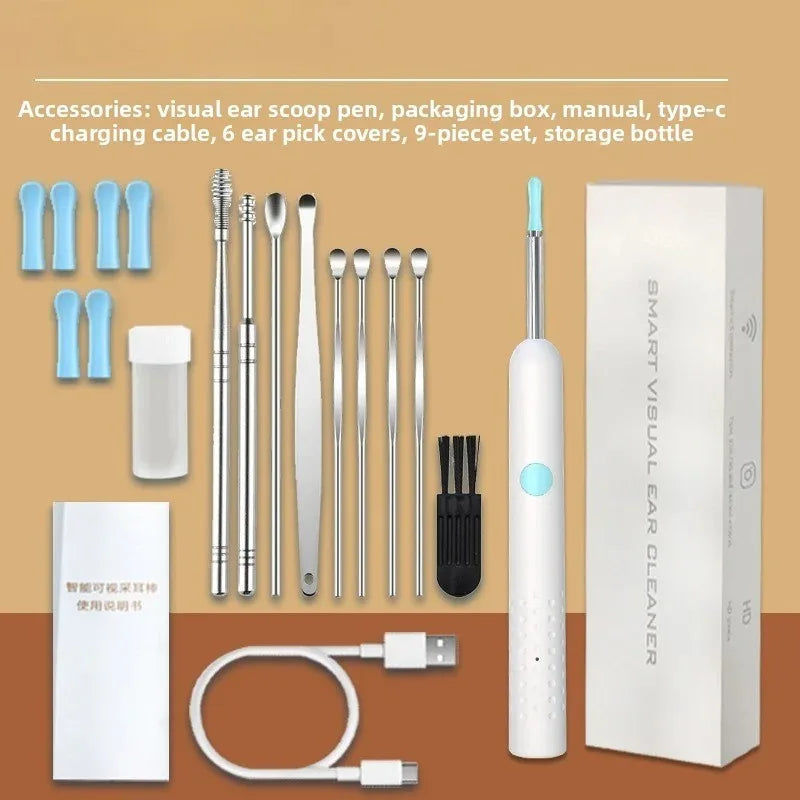 Nettoyeur d'oreille visuel intelligent avec caméra, bâtons d'oreille