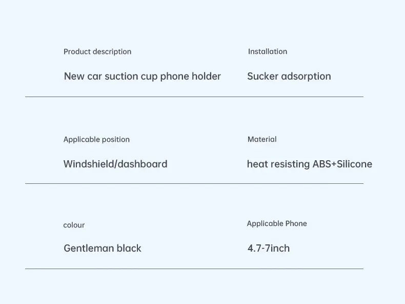 Support de téléphone à ventouse pour pare-brise/tableau de bord/fenêtre