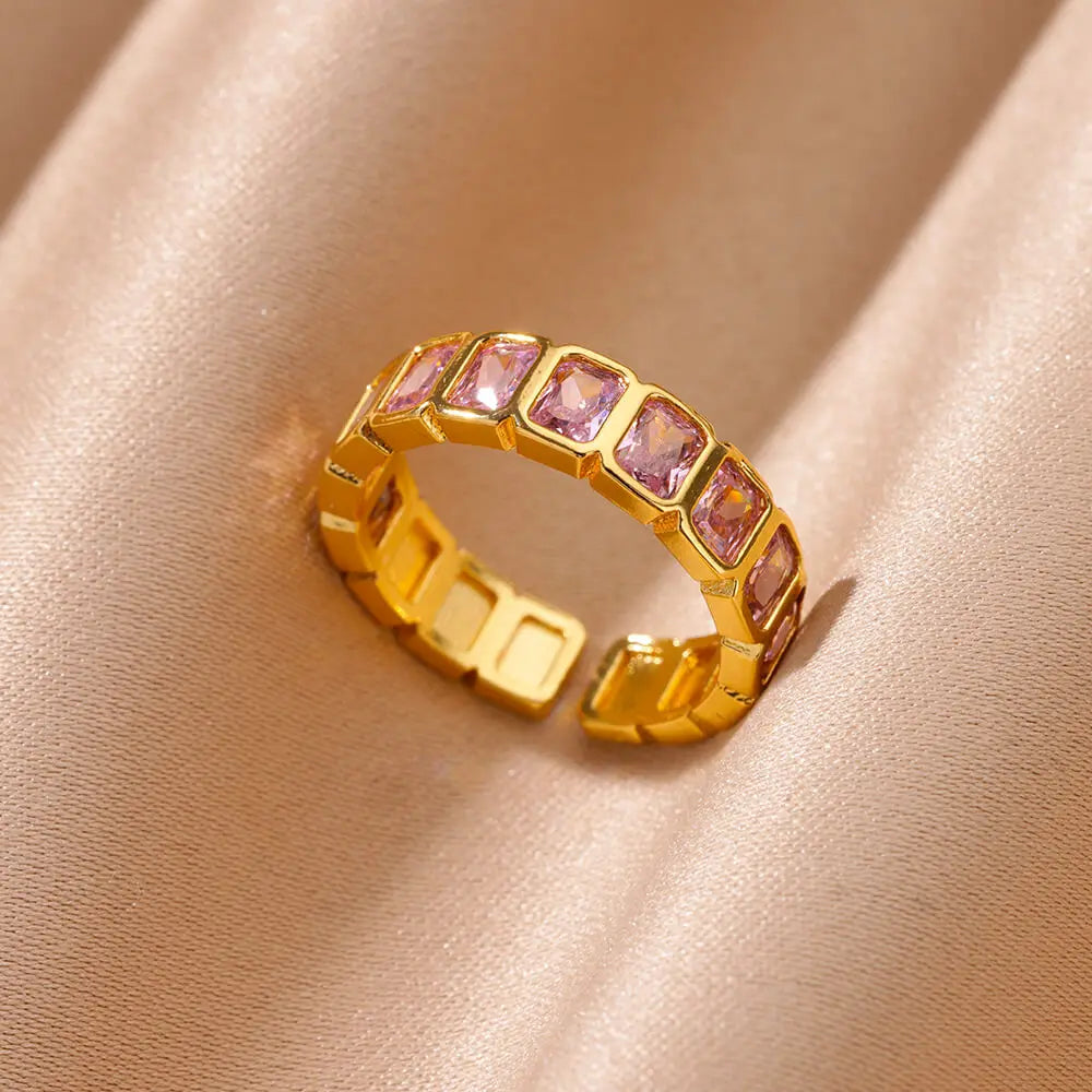 Bague en Zircon cubique coloré pour femmes