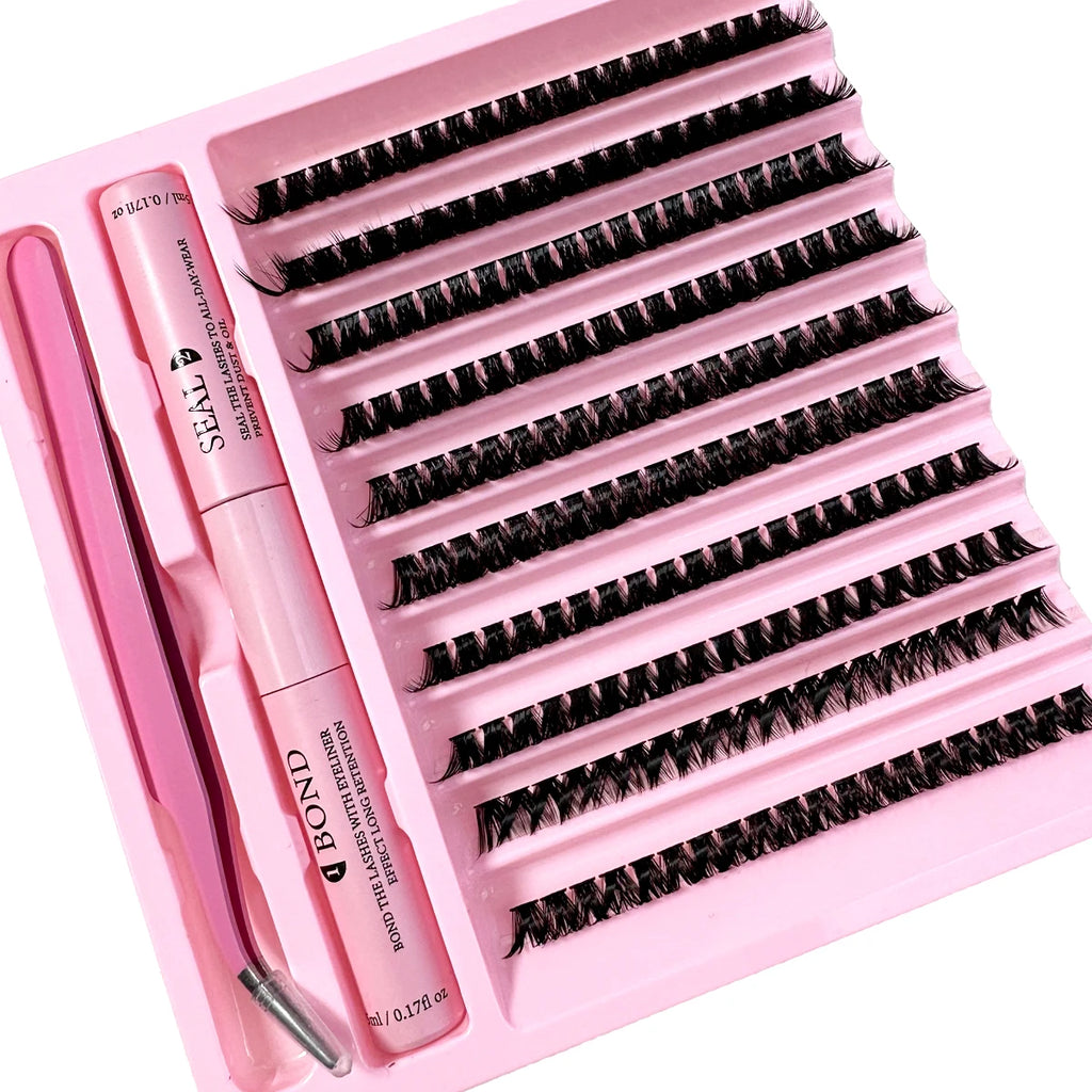 Kit d'extension de cils à faire soi-même, dissolvant de joints et de joints, 200 pièces, grappes, outils de maquillage pour coller les cils, colle