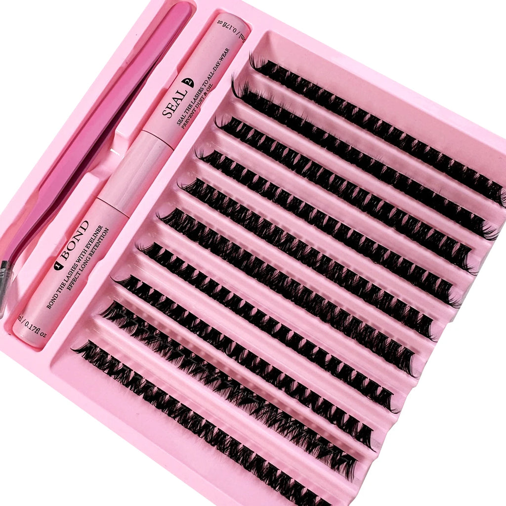 Kit d'extension de cils à faire soi-même, dissolvant de joints et de joints, 200 pièces, grappes, outils de maquillage pour coller les cils, colle