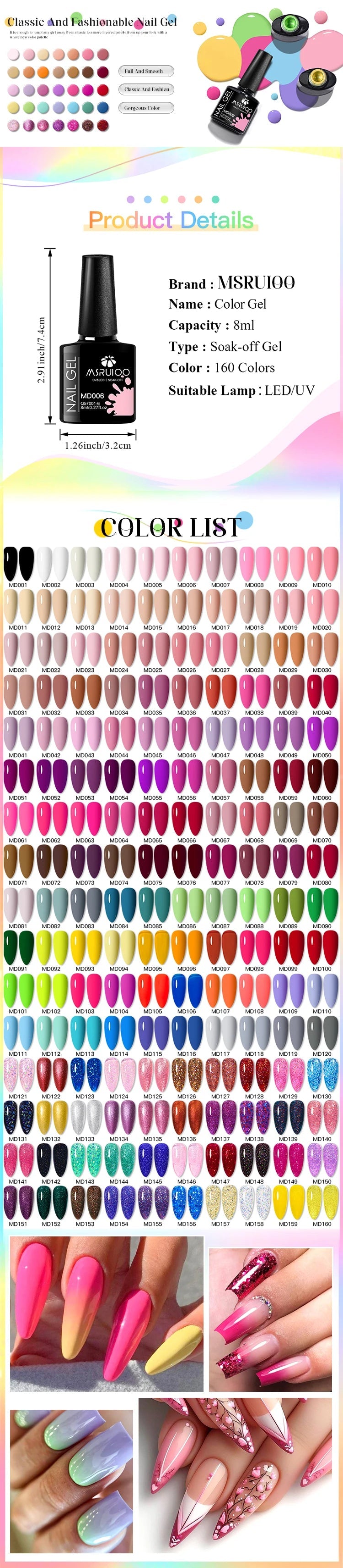 kit complet de vernis gel UV 7 pièces Belle Chevelure