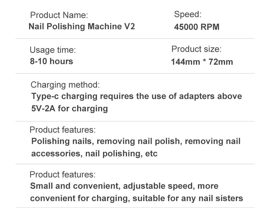Perceuse à ongles électrique Portable professionnelle 45000 tr/min