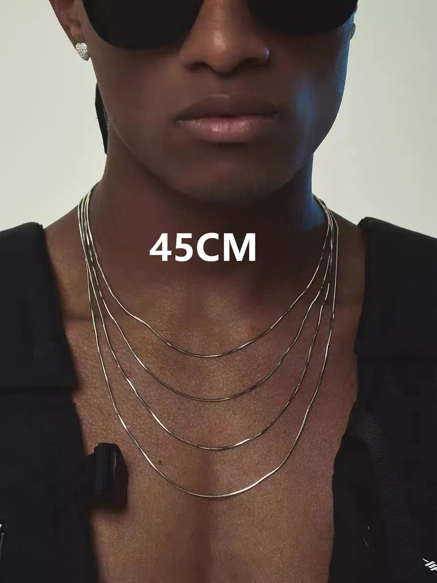 Collier chaîne serpent Vintage en acier inoxydable pour femmes et hommes