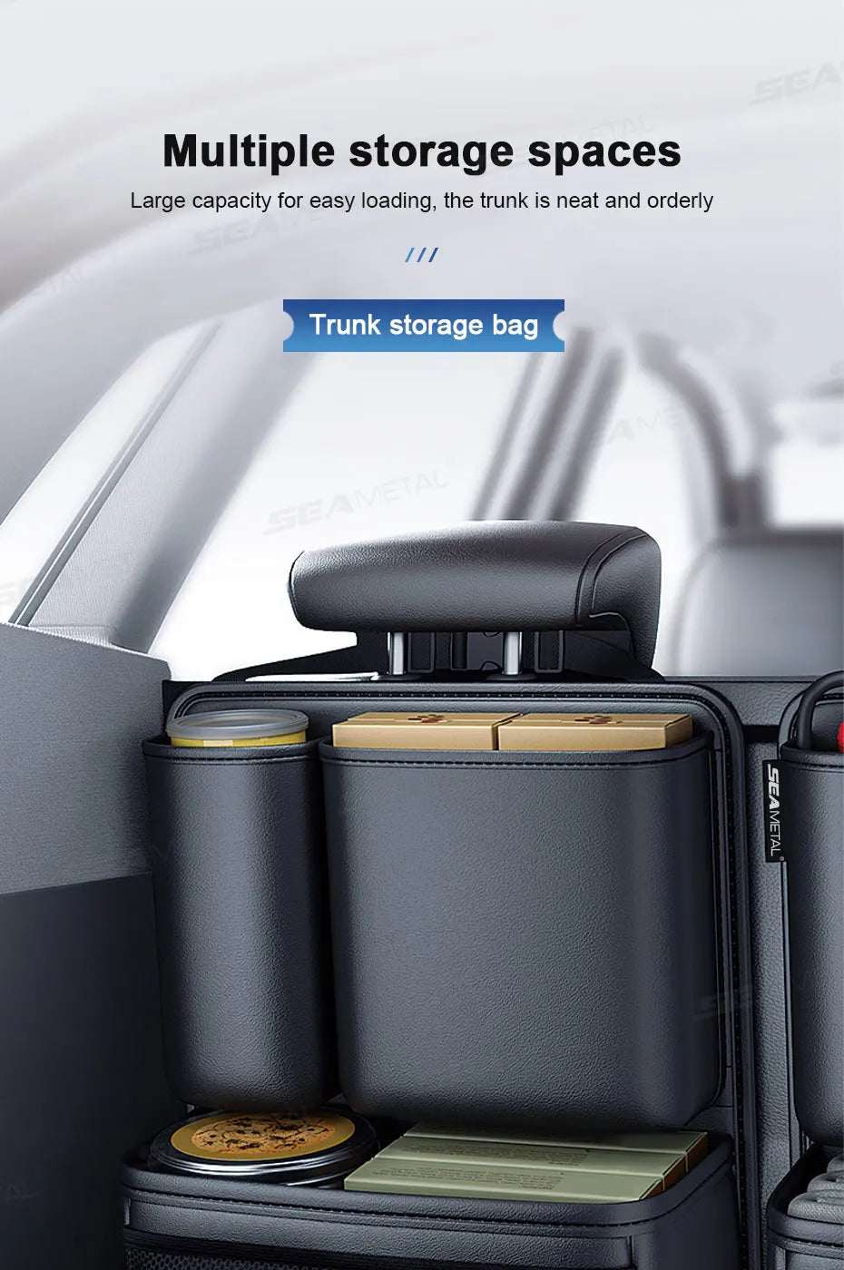 sac de rangement en similicuir pour coffre de voiture