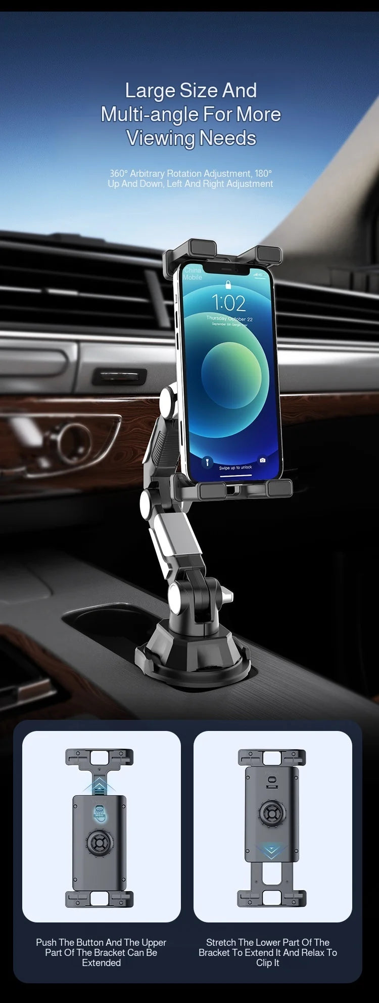 support universel pour téléphone portable de voiture étendu