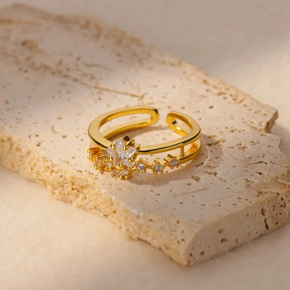 Bagues géométriques en forme de cœur en Zircon pour femmes