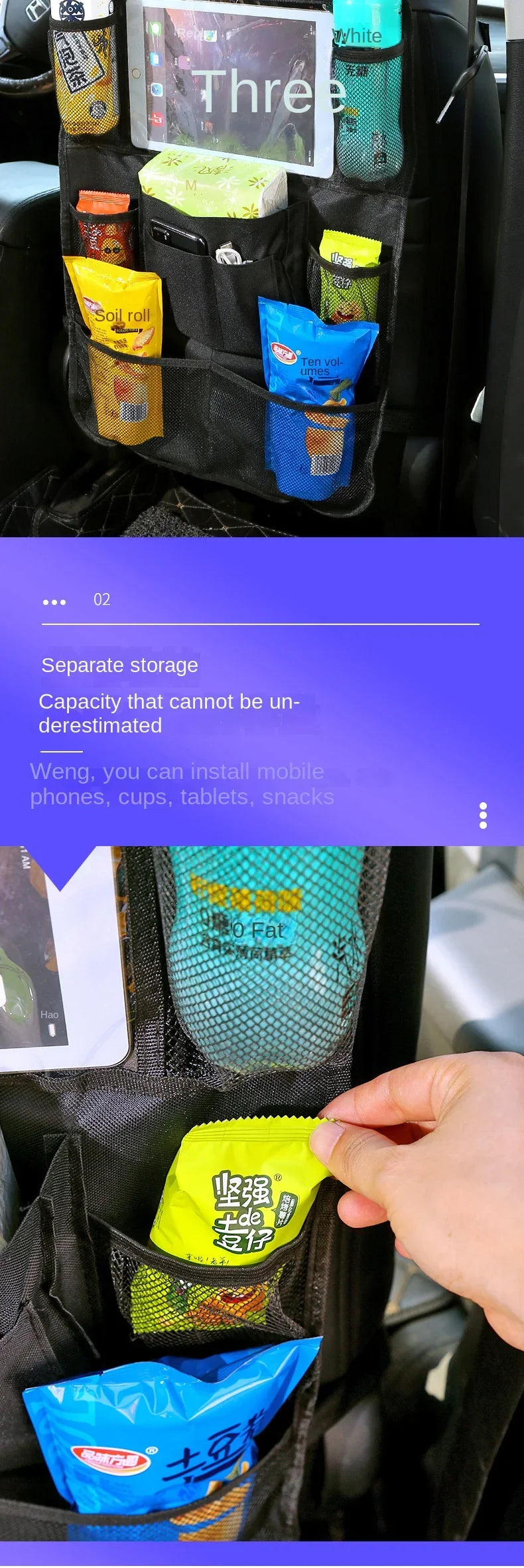 Organisateur de siège arrière de voiture avec support de tablette