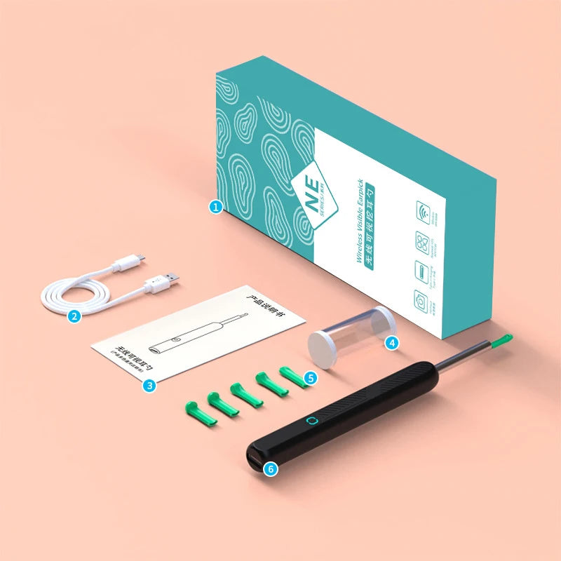 Nettoyeur d'oreille visuel intelligent avec caméra, bâtons d'oreille