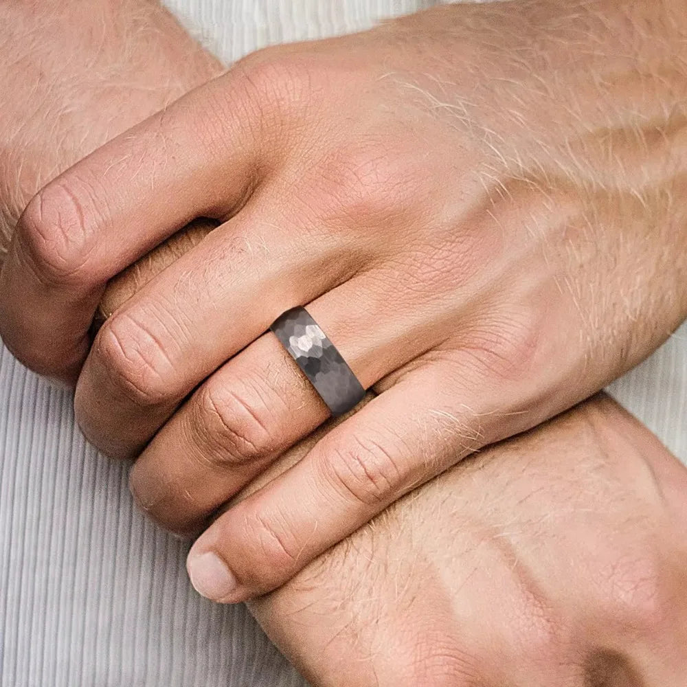 Bague de Couple en acier inoxydable brossé noir