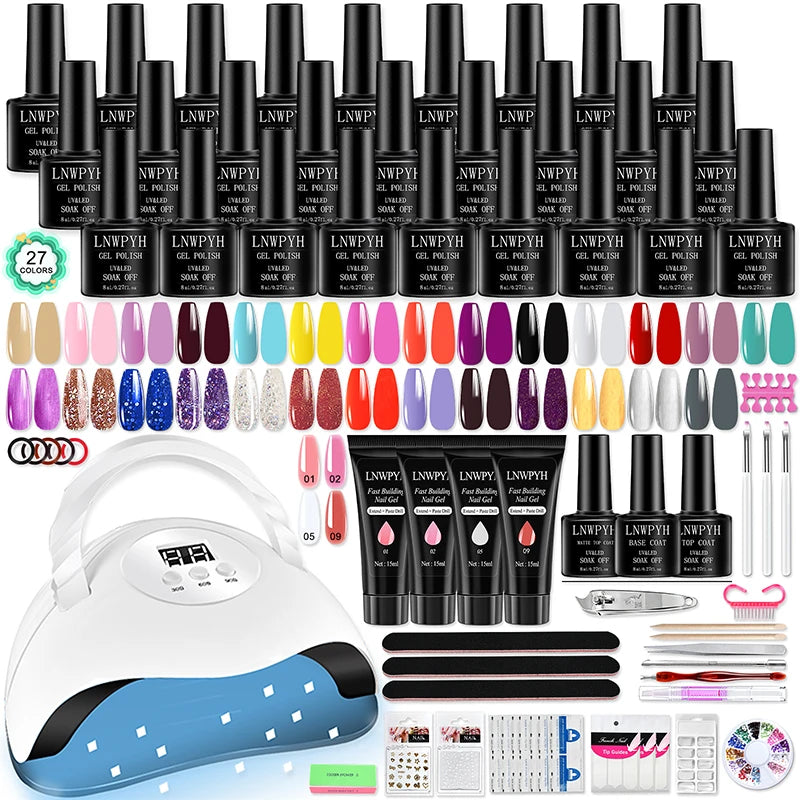 Kit de vernis à ongles Gel avec lampe à ongles LED Semi-Permanent 27 couleurs