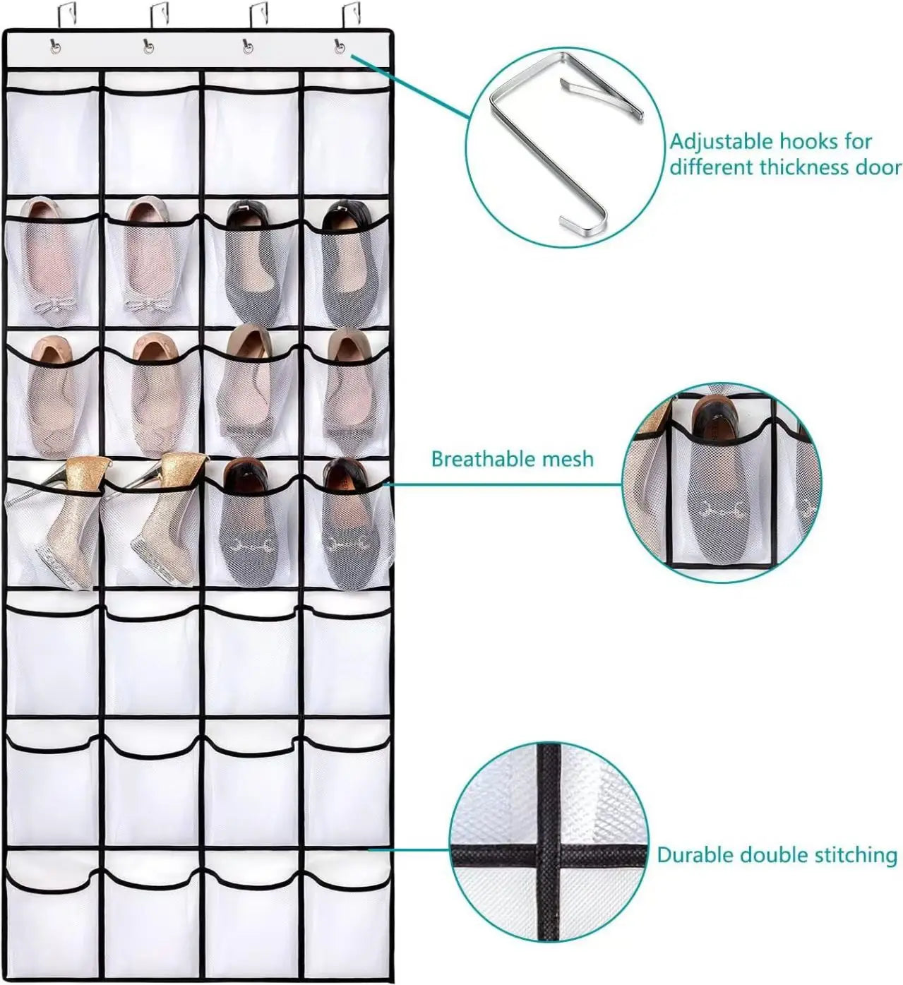 organisateur de chaussures suspendu pour placard, support étagère à chaussures