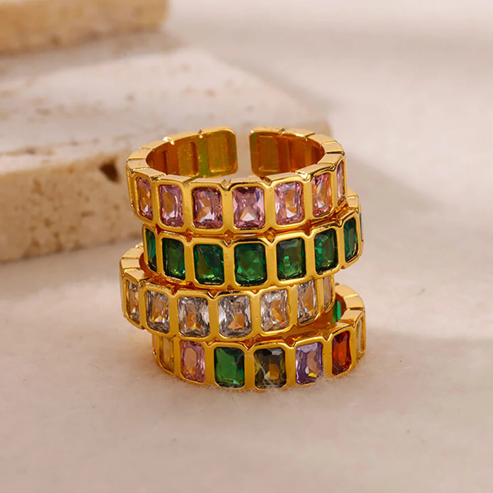 Bague en Zircon cubique coloré pour femmes