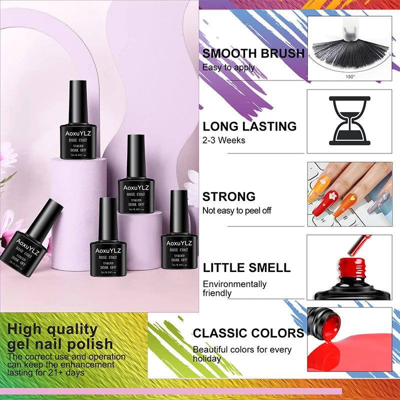 28 pièces/ensemble Gel vernis à ongles ensemble bouteille en verre tremper Belle Chevelure
