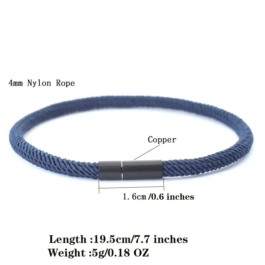 Bracordon en Nylon de qualité A de 4mm, fermoir noir