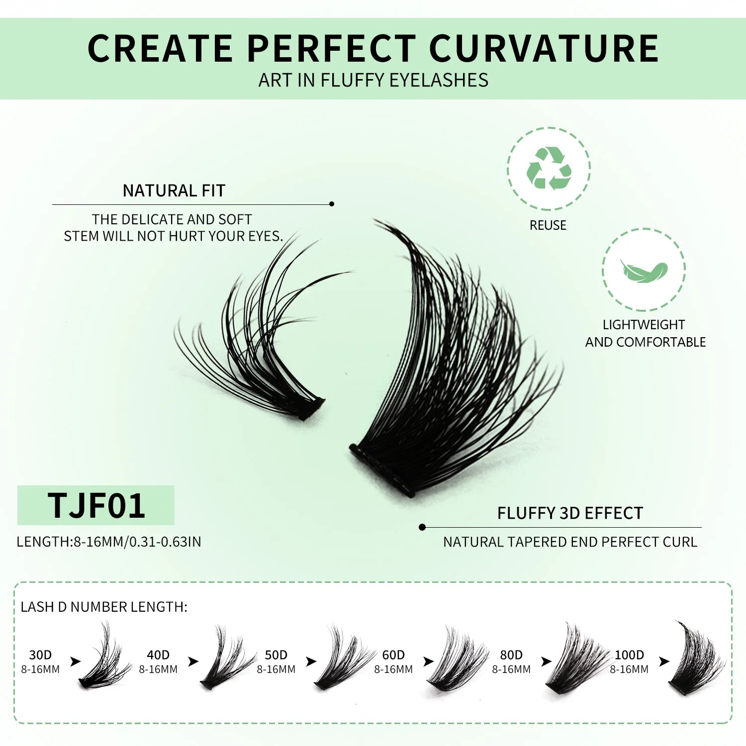 GROINNEYA Kit de cils à faire soi-même, extension de cils en plateau mixte